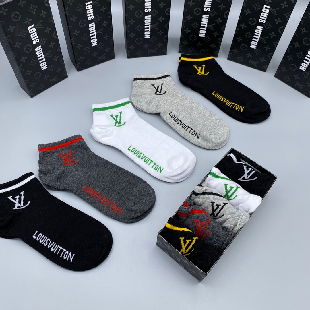 Louis Vuitton Neutral Small Coloured Monograms No-Show Socks, image 5
