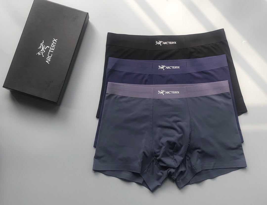 Arc'teryx Boxed Black Grey Lilac Text Waist Boxer Briefs, image 3