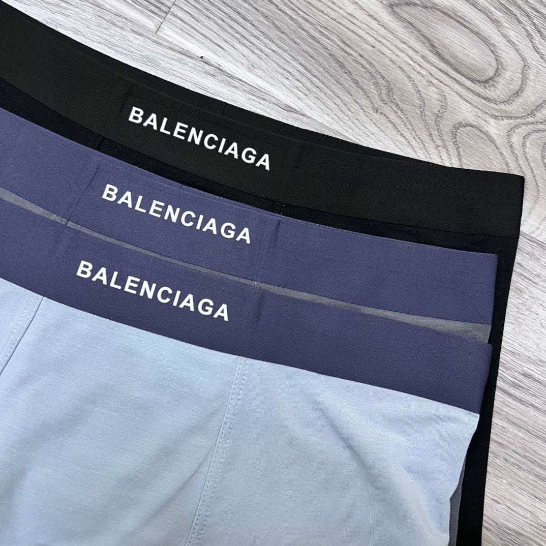Balenciaga Light Blue Navy Black Small Waist Text Boxer Briefs, image 5