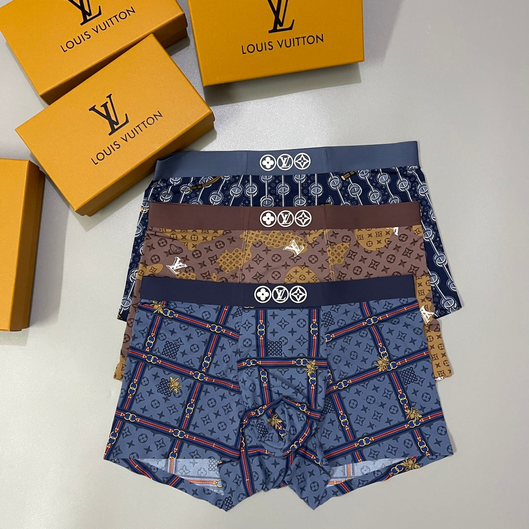 Louis Vuitton Brown Blue Dense Monogram Mix Boxer Briefs, image 5