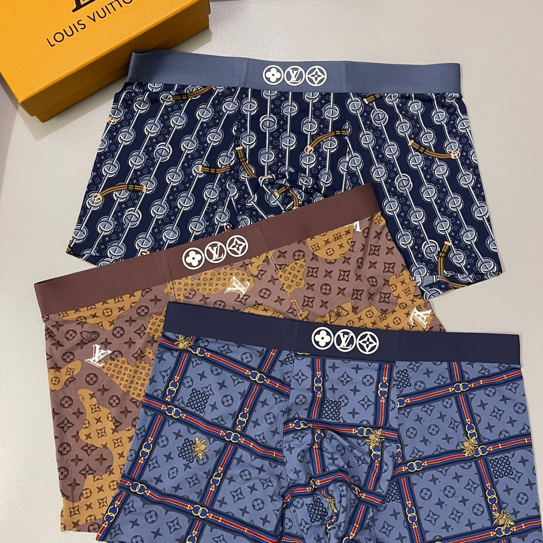 Louis Vuitton Brown Blue Dense Monogram Mix Boxer Briefs, image 3