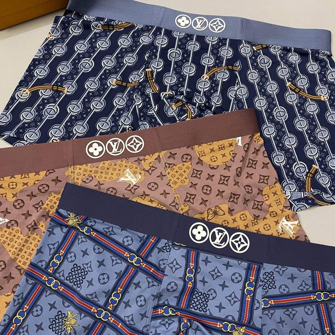 Louis Vuitton Brown Blue Dense Monogram Mix Boxer Briefs, image 4