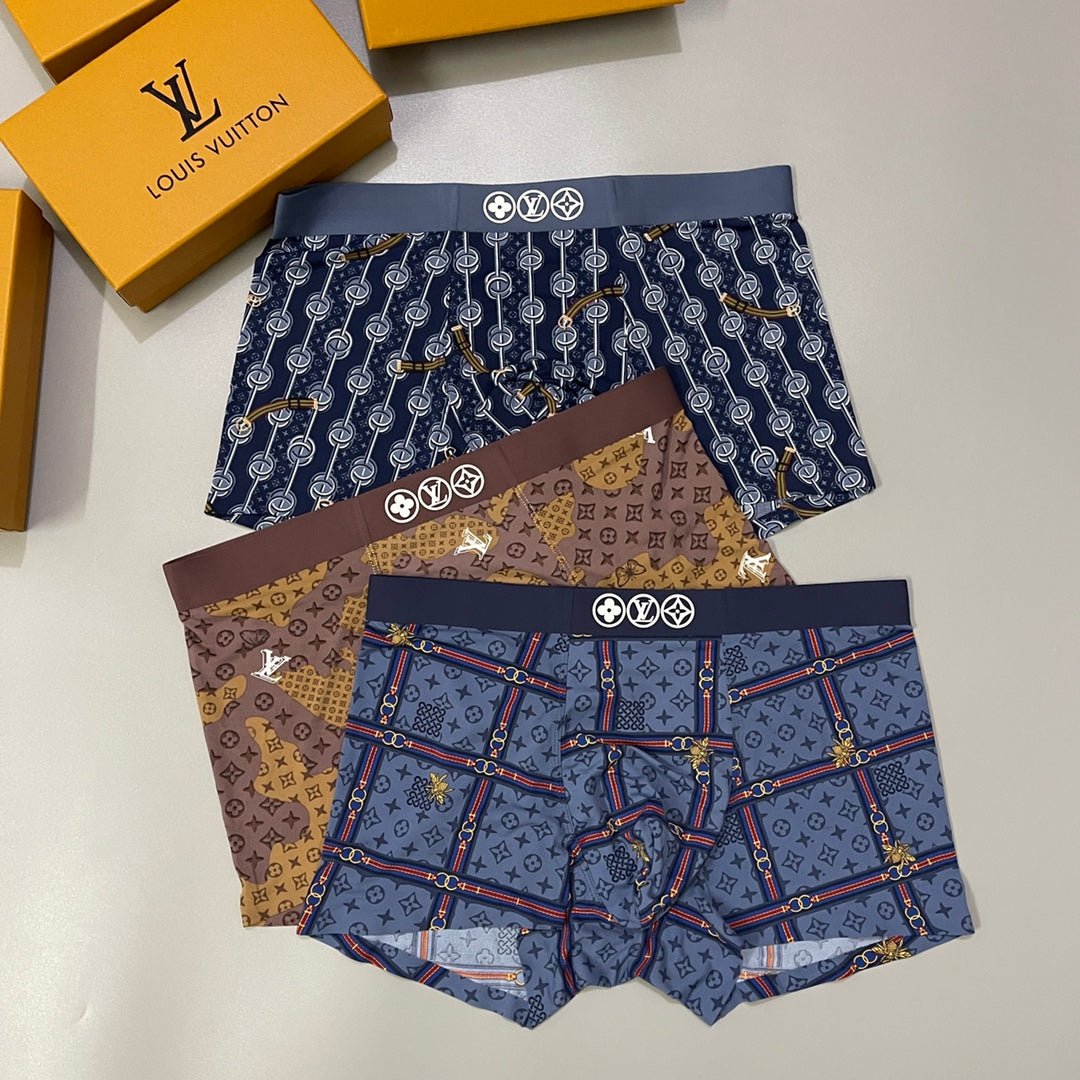 Louis Vuitton Brown Blue Dense Monogram Mix Boxer Briefs, image 2