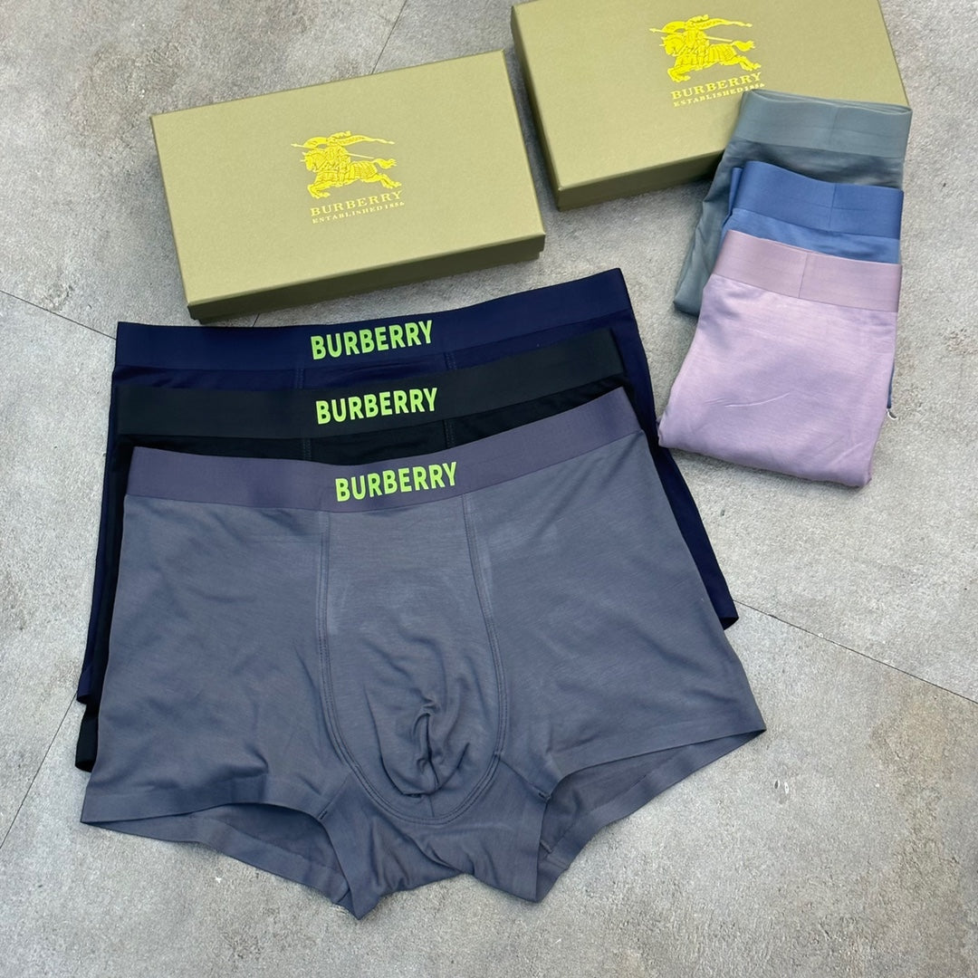 Burberry Dark Grey Neon Green Wordmark Waist Boxer Briefs, image 1