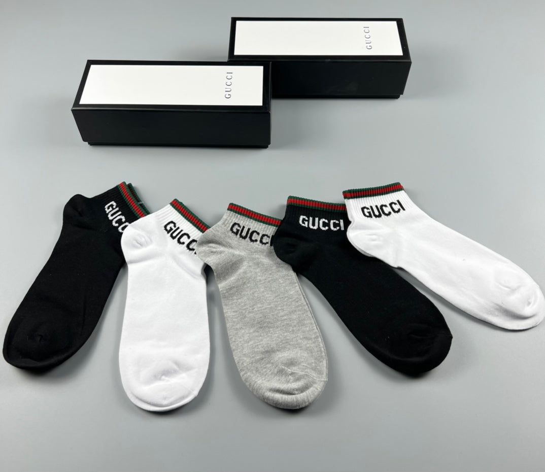 Gucci Black White Wordmark Edges No-Show Socks, image 3