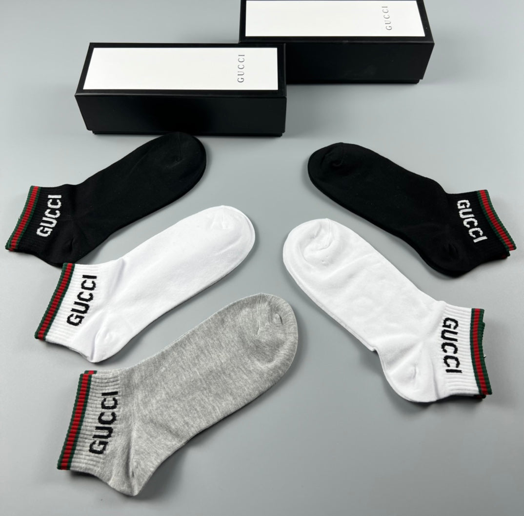 Gucci Black White Wordmark Edges No-Show Socks, image 6