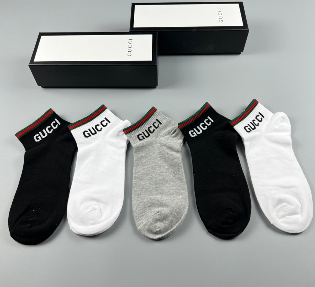 Gucci Black White Wordmark Edges No-Show Socks, image 5
