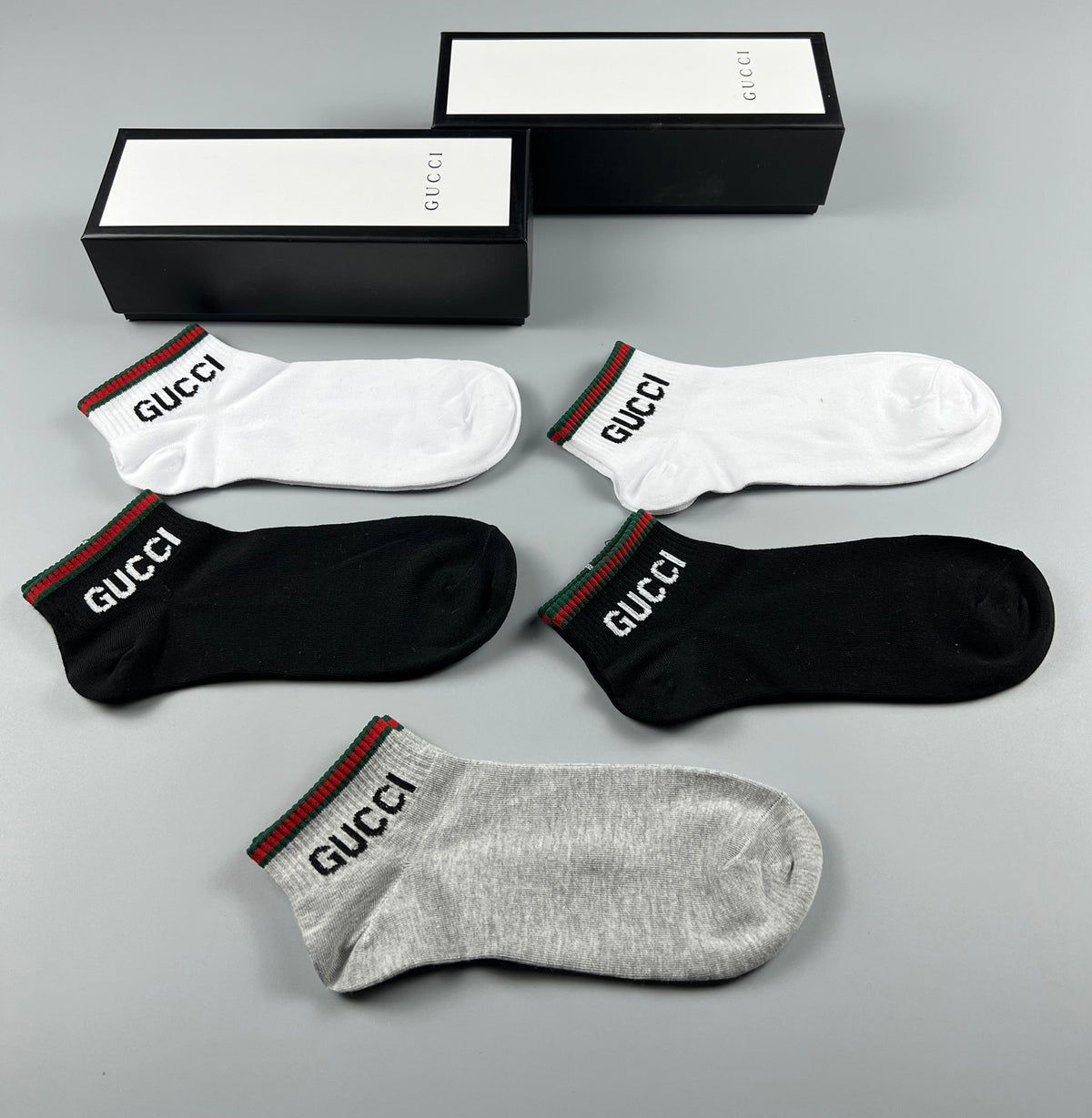 Gucci Black White Wordmark Edges No-Show Socks, image 4