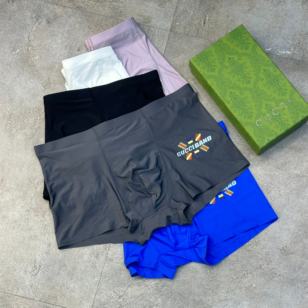 Gucci Blue Black Grey Decorative Lettering Boxer Briefs, image 4