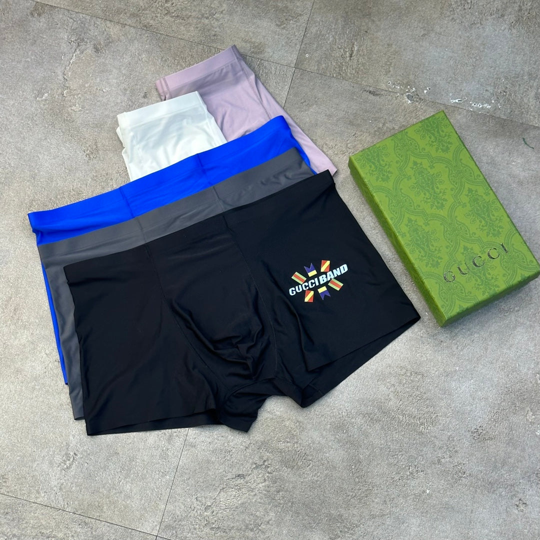 Gucci Blue Black Grey Decorative Lettering Boxer Briefs, image 2