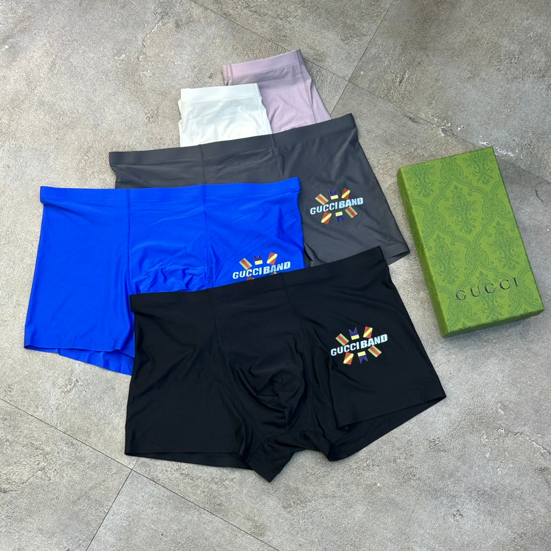 Gucci Blue Black Grey Decorative Lettering Boxer Briefs, image 1