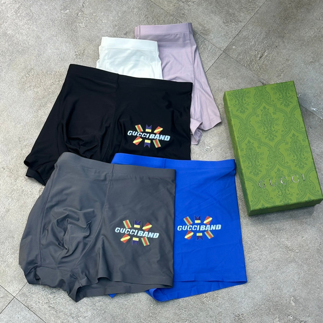 Gucci Blue Black Grey Decorative Lettering Boxer Briefs, image 3