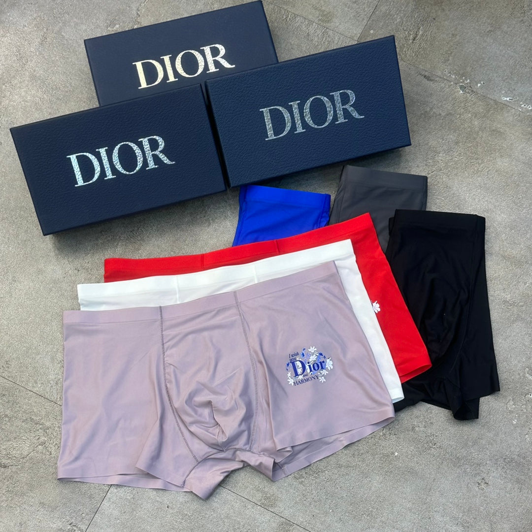 Dior Red Grey White Small Front Letters Boxer Briefs, image 6