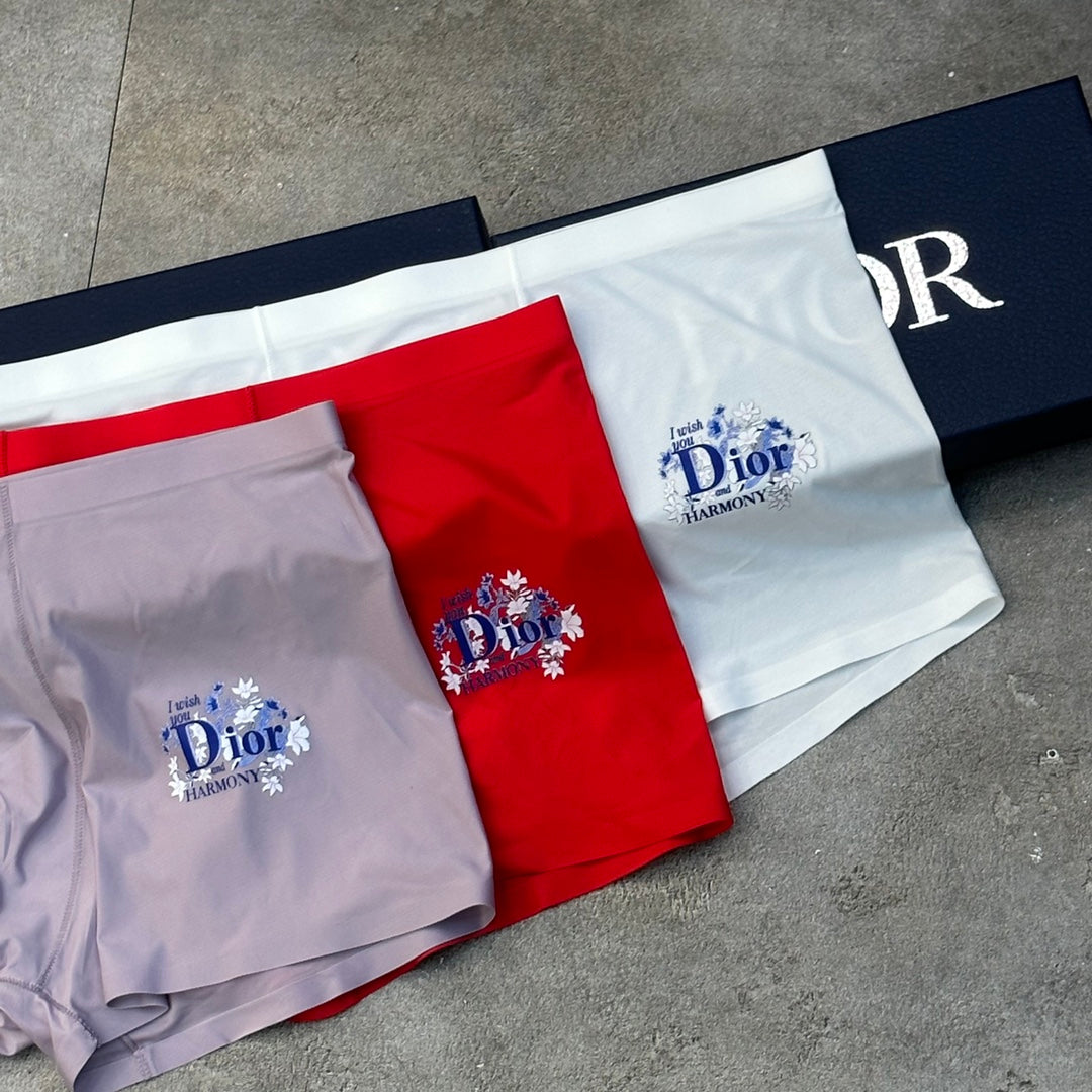Dior Red Grey White Small Front Letters Boxer Briefs, image 3