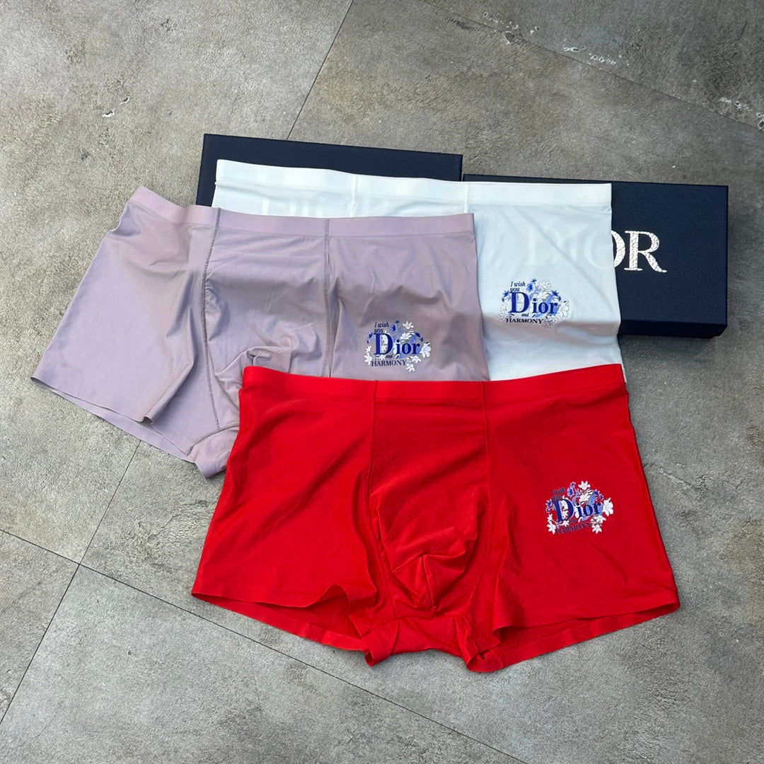 Dior Red Grey White Small Front Letters Boxer Briefs, image 5