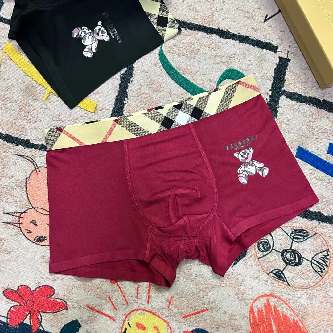 Burberry Burgundy Grey Navy Check Waist Figures Boxer Briefs, image 17