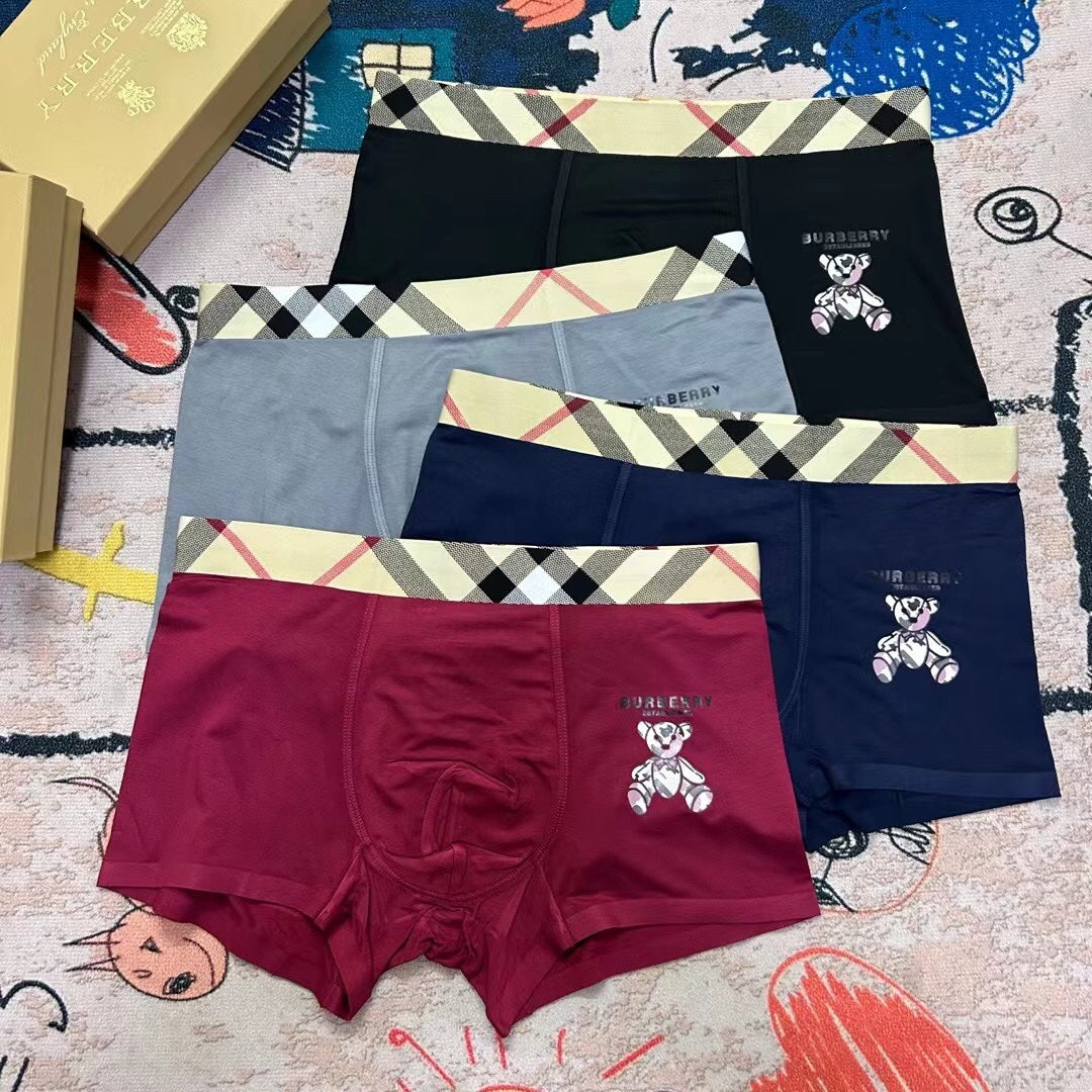 Burberry Burgundy Grey Navy Check Waist Figures Boxer Briefs, image 10