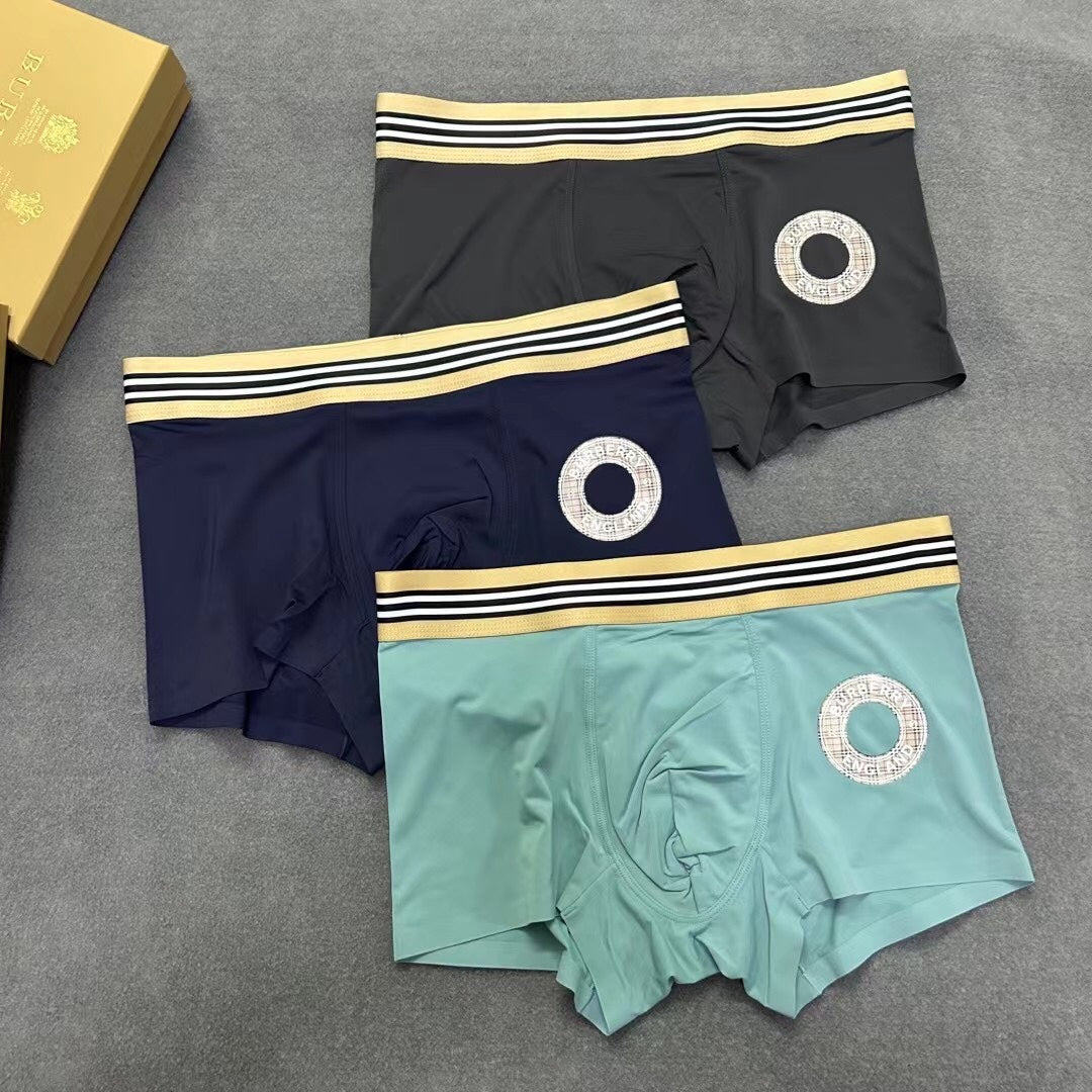 Burberry Teal Black Burgundy Round Leg Stripe Waist Boxer Briefs, image 4