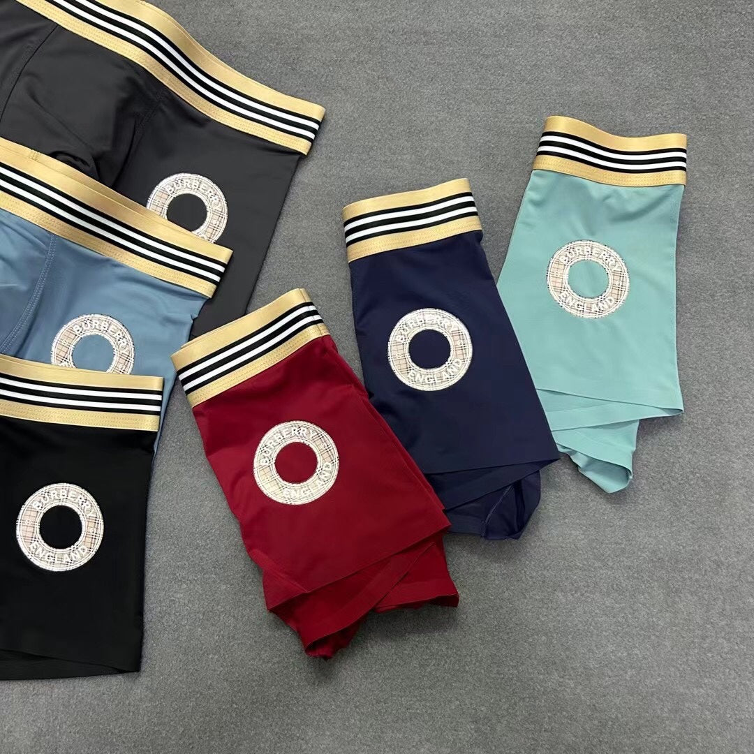 Burberry Teal Black Burgundy Round Leg Stripe Waist Boxer Briefs, image 6