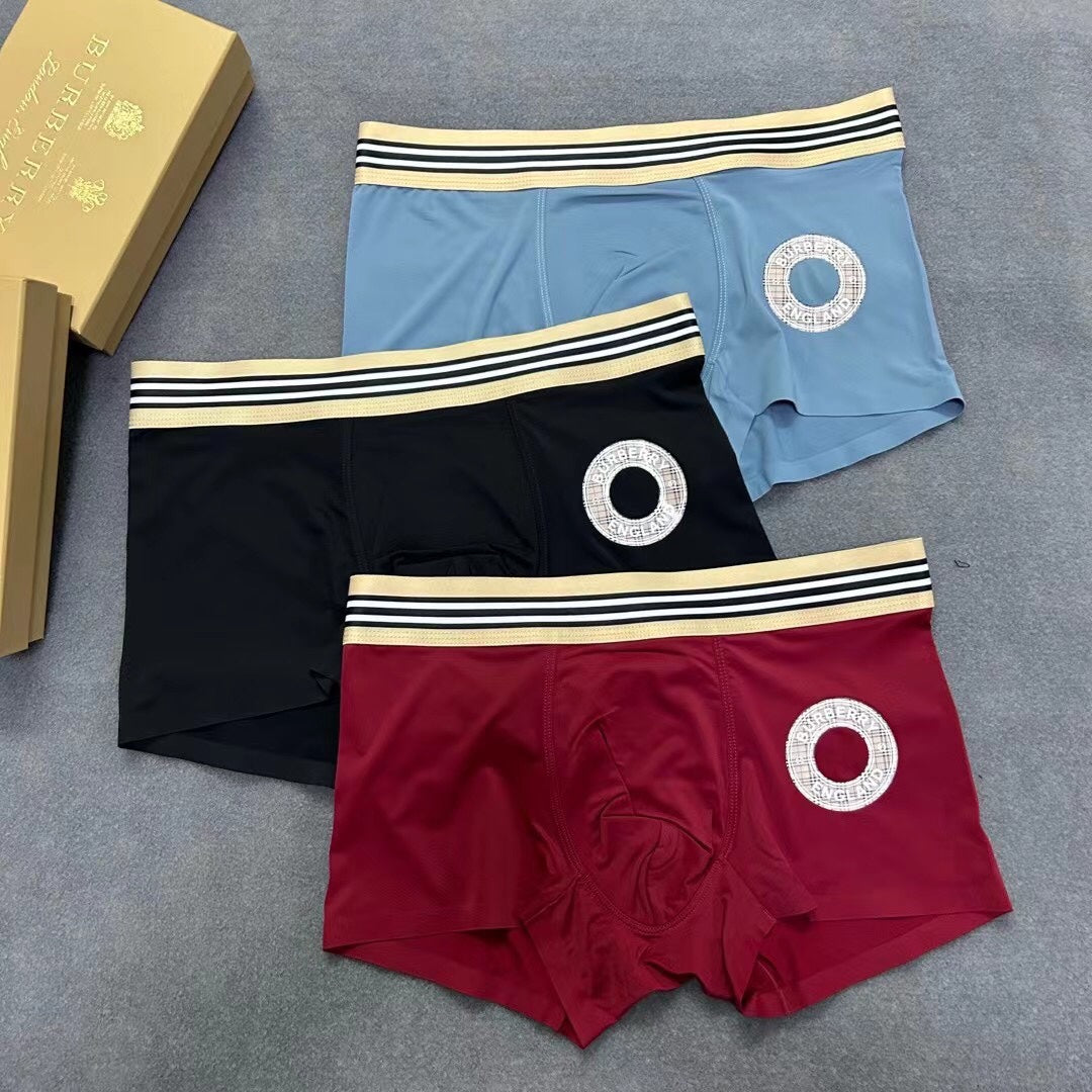 Burberry Teal Black Burgundy Round Leg Stripe Waist Boxer Briefs, image 5