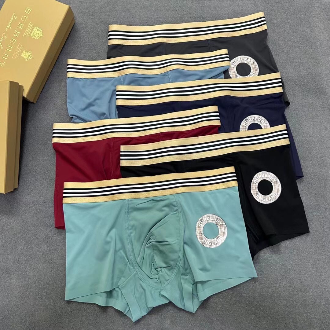 Burberry Teal Black Burgundy Round Leg Stripe Waist Boxer Briefs, image 1