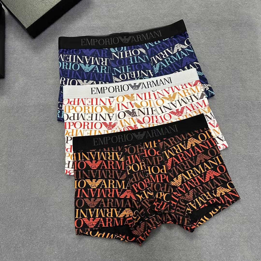 Armani All-Over Lettering Boxer Briefs, Box of 3, gallery image 2