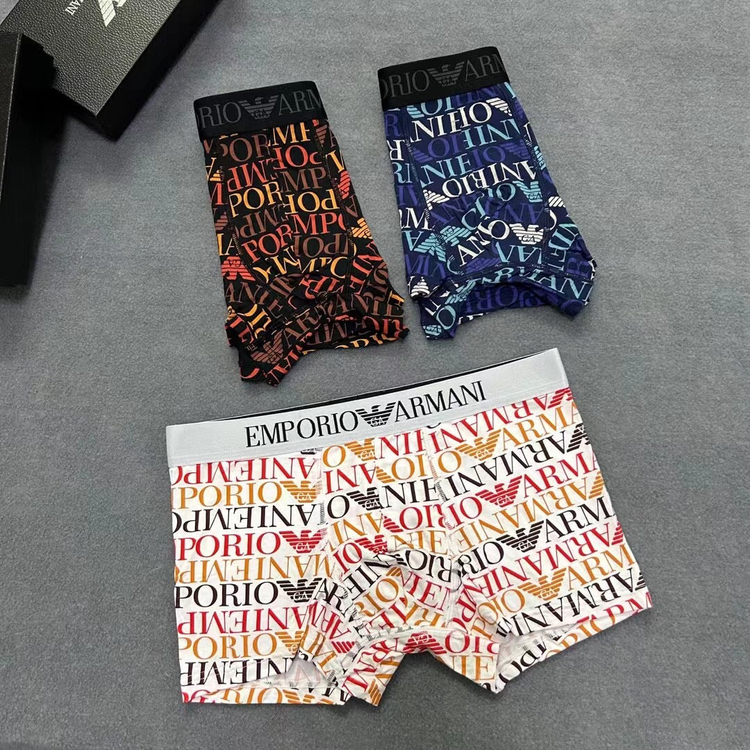 Armani All-Over Lettering Boxer Briefs, Box of 3, gallery image 6