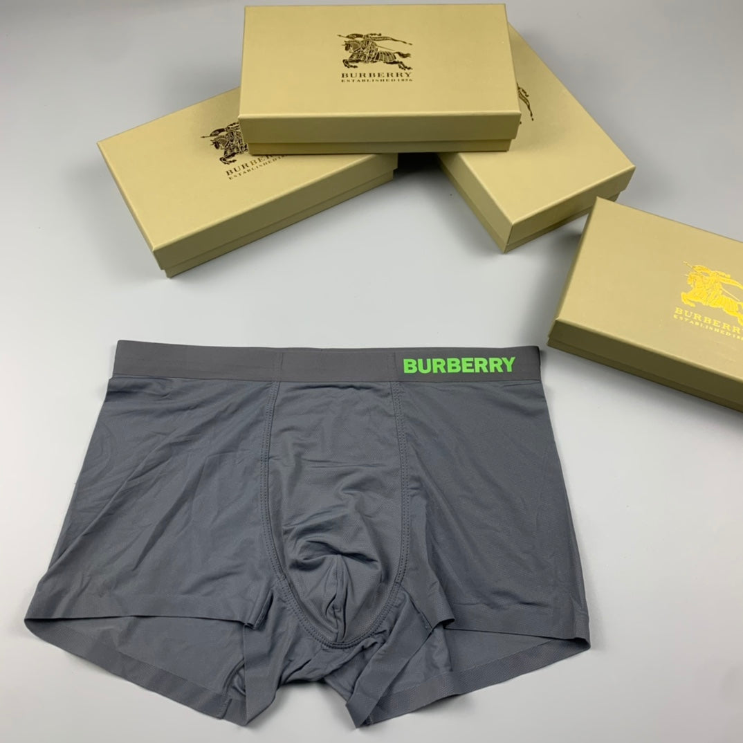 Burberry Grey Neon Green Waist Letters Boxer Briefs, image 1