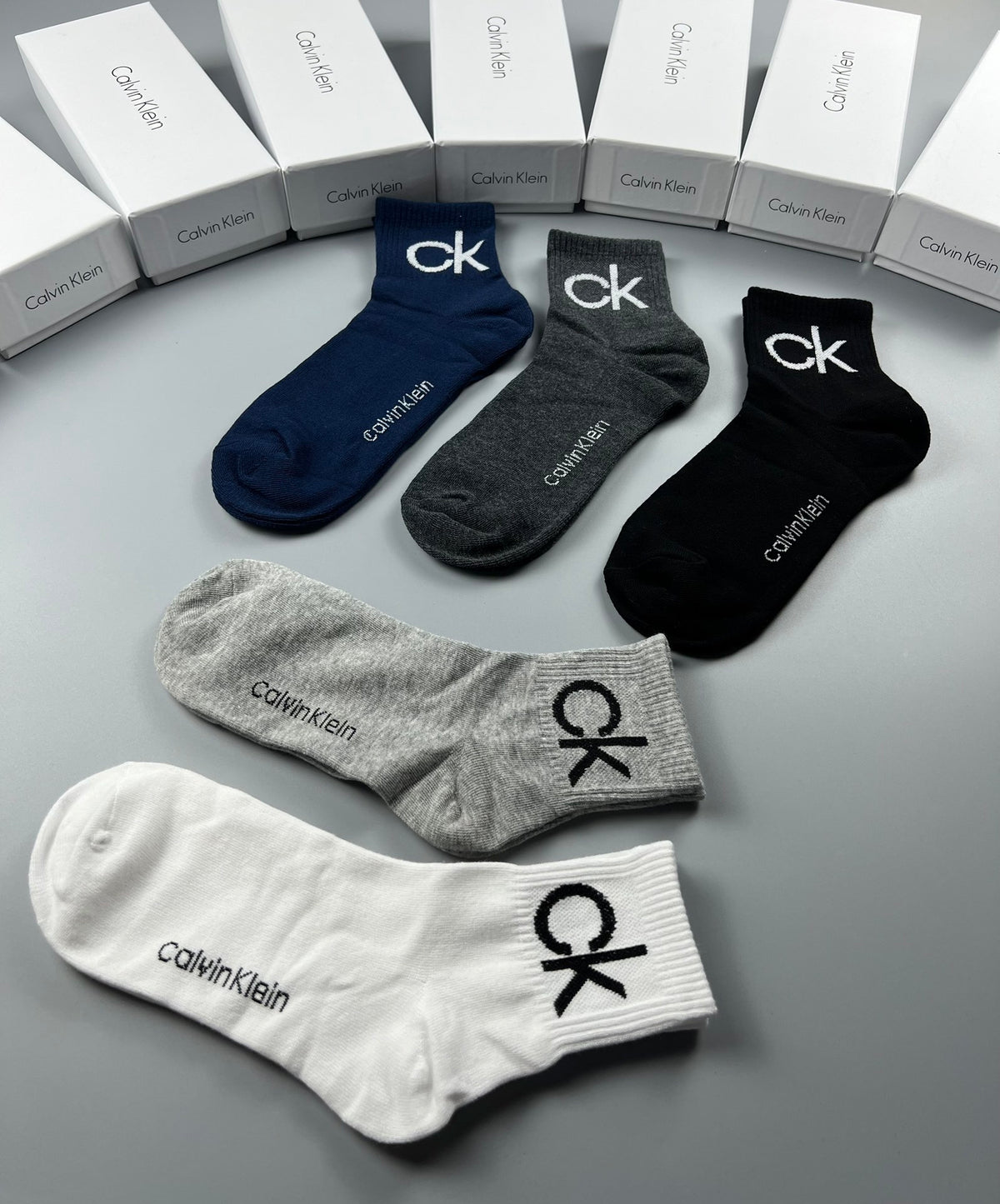 Calvin Klein Muted Shades Contrast CK Marks Ankle Socks, image 4
