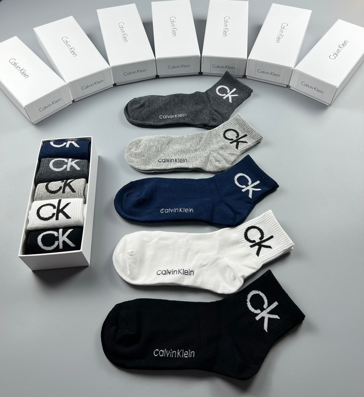 Calvin Klein Muted Shades Contrast CK Marks Ankle Socks, image 9