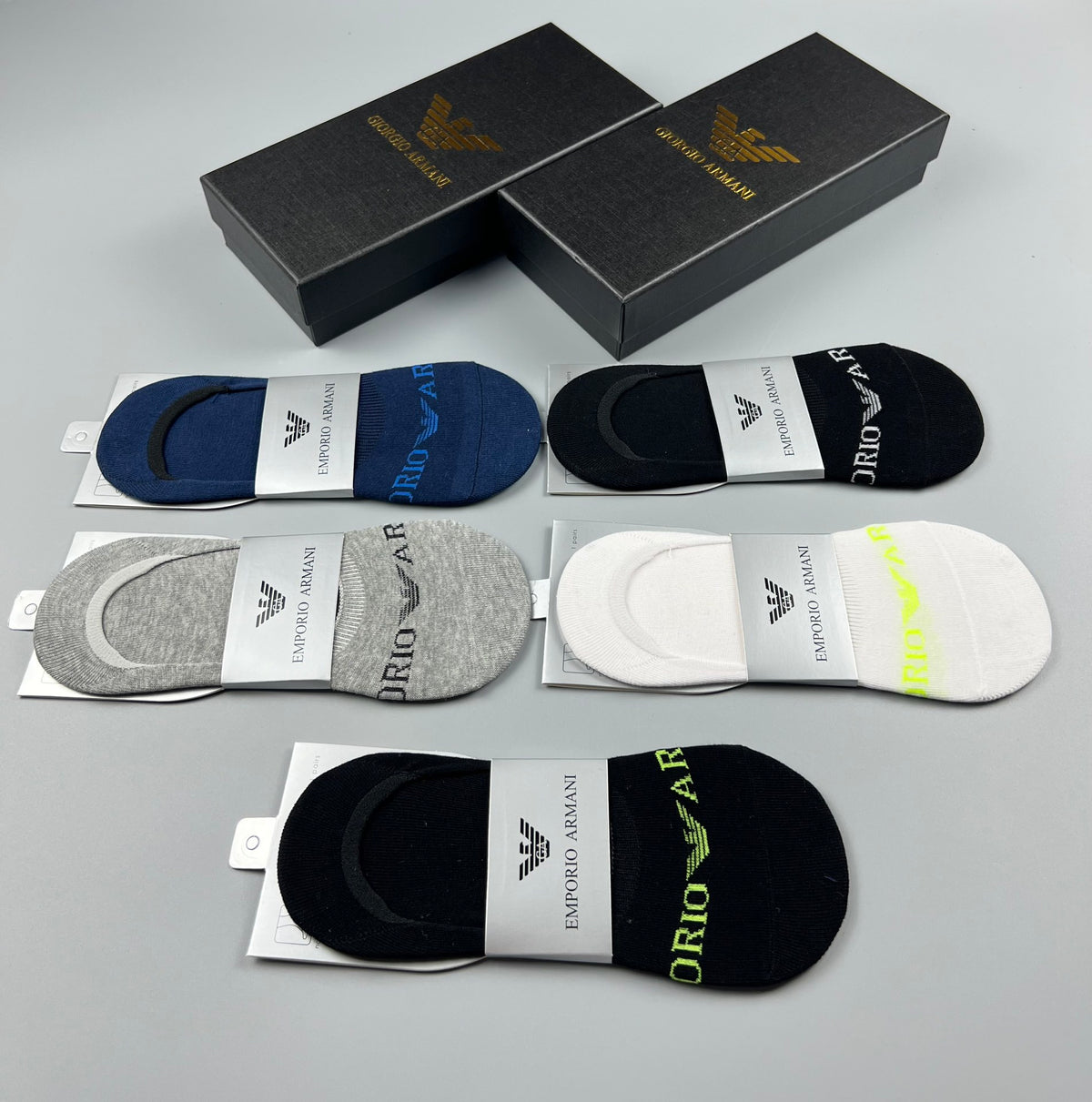 Armani Minimal Detail Low-Cut Socks, Box of 5 Pairs, gallery image 5