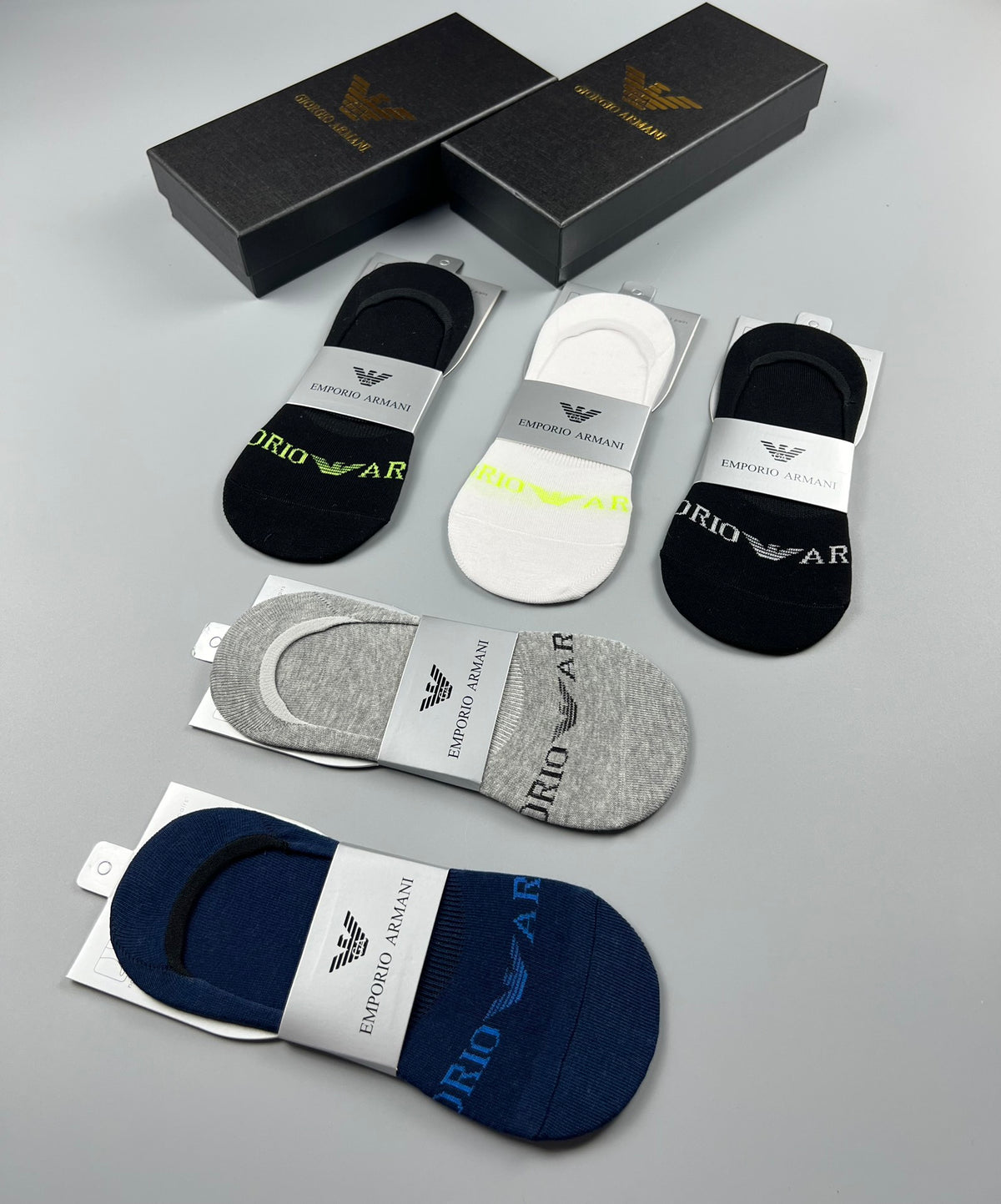 Armani Minimal Detail Low-Cut Socks, Box of 5 Pairs, gallery image 6
