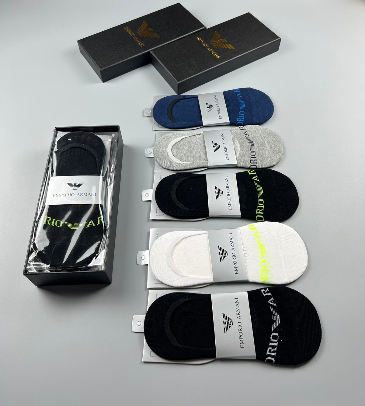 Armani Minimal Detail Low-Cut Socks, Box of 5 Pairs, gallery image 9
