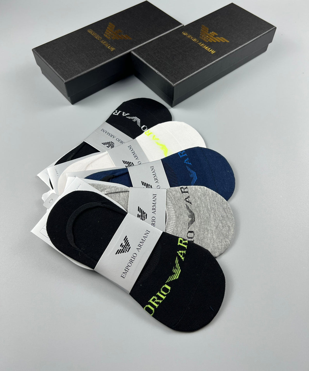 Armani Minimal Detail Low-Cut Socks, Box of 5 Pairs, gallery image 4