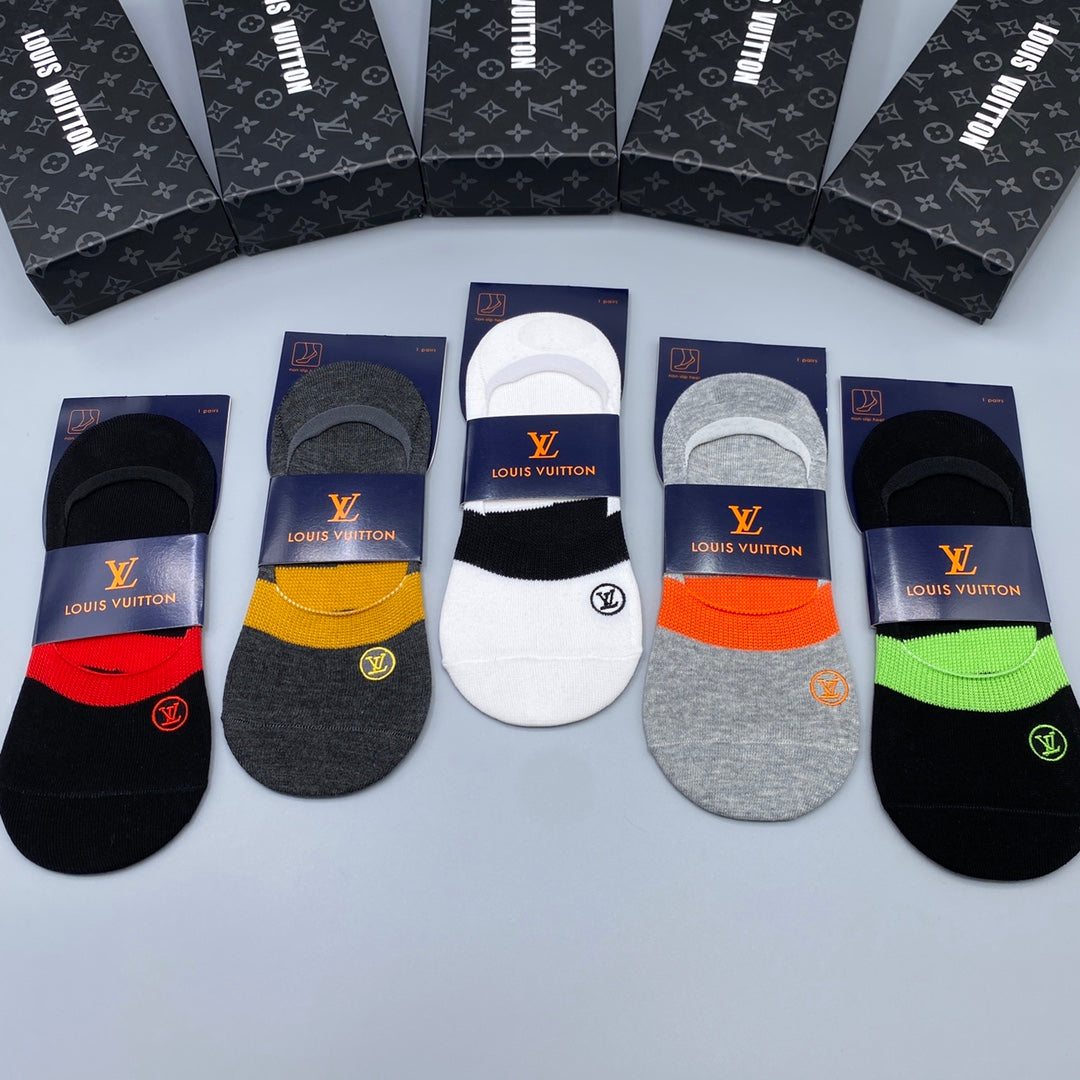 Louis Vuitton Neutral Bright Packaged Colour Blocks No-Show Socks, image 4