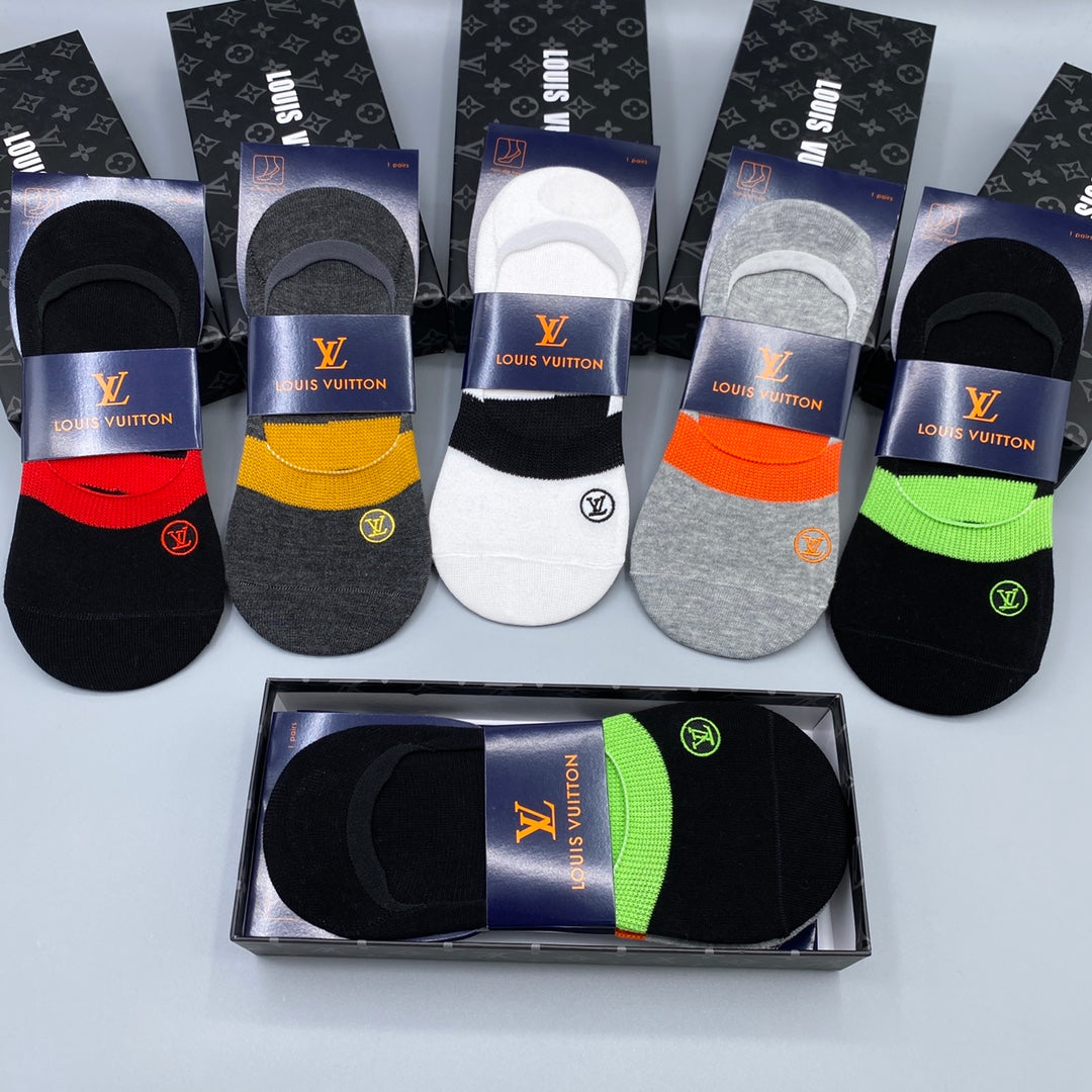 Louis Vuitton Neutral Bright Packaged Colour Blocks No-Show Socks, image 6