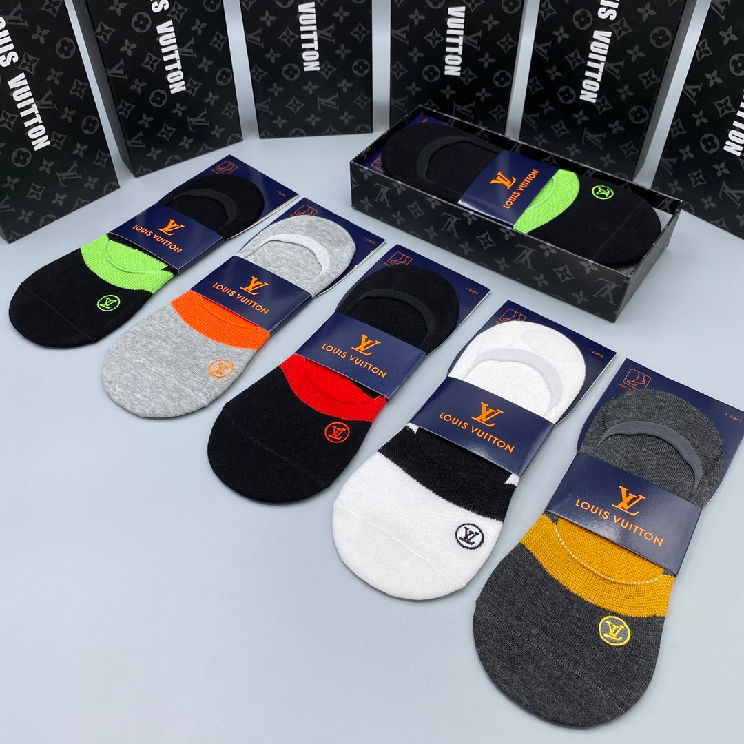 Louis Vuitton Neutral Bright Packaged Colour Blocks No-Show Socks, image 9