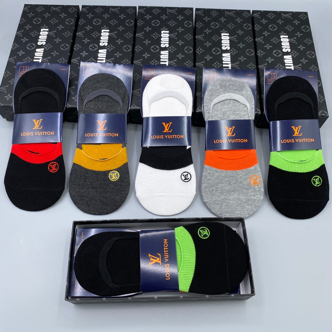 Louis Vuitton Neutral Bright Packaged Colour Blocks No-Show Socks, image 1