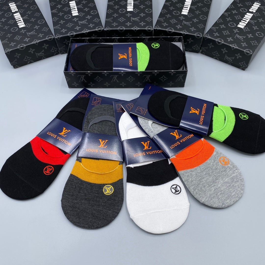 Louis Vuitton Neutral Bright Packaged Colour Blocks No-Show Socks, image 5