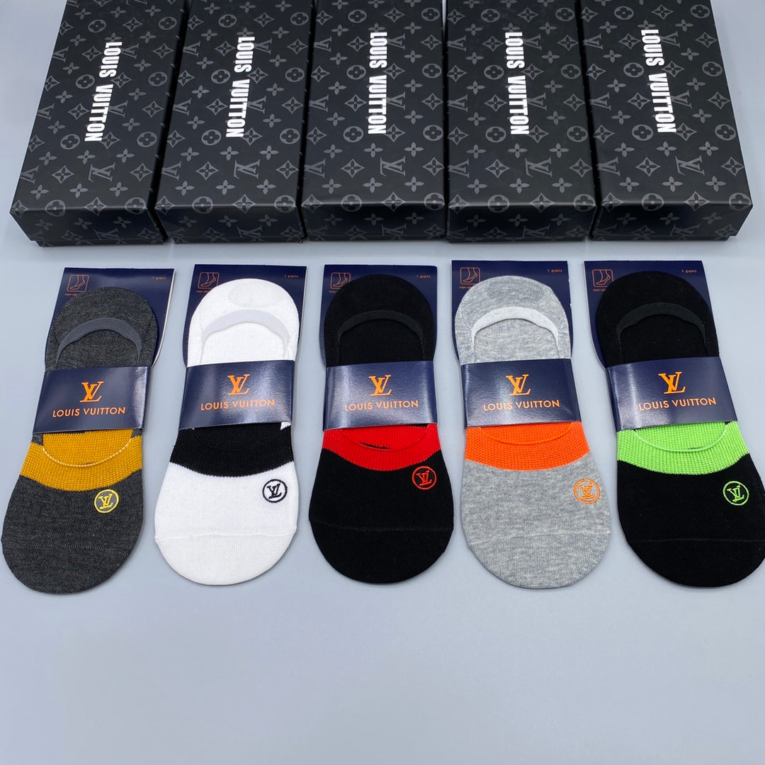 Louis Vuitton Neutral Bright Packaged Colour Blocks No-Show Socks, image 3