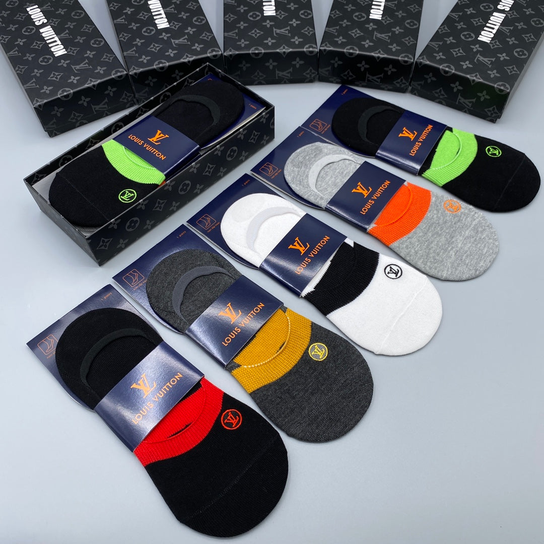 Louis Vuitton Neutral Bright Packaged Colour Blocks No-Show Socks, image 2