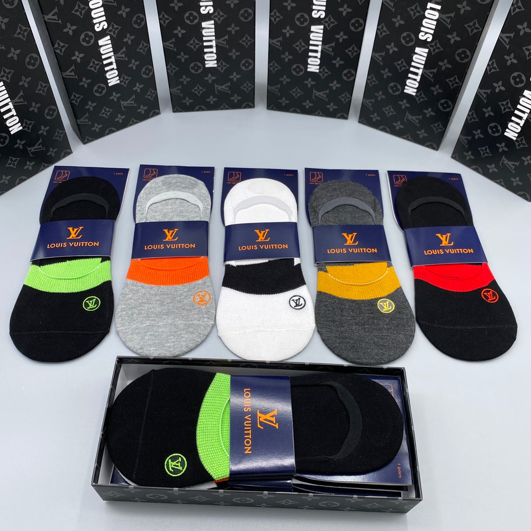 Louis Vuitton Neutral Bright Packaged Colour Blocks No-Show Socks, image 8