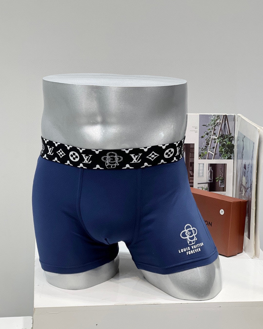 Louis Vuitton Grey Dark Circle Pattern Waist Boxer Briefs, image 11
