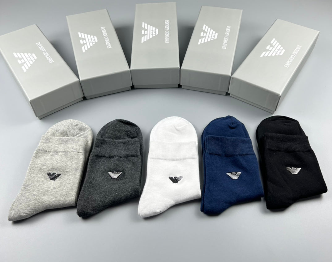 Emporio Armani White Grey Navy Small Wing No-Show Socks, image 4
