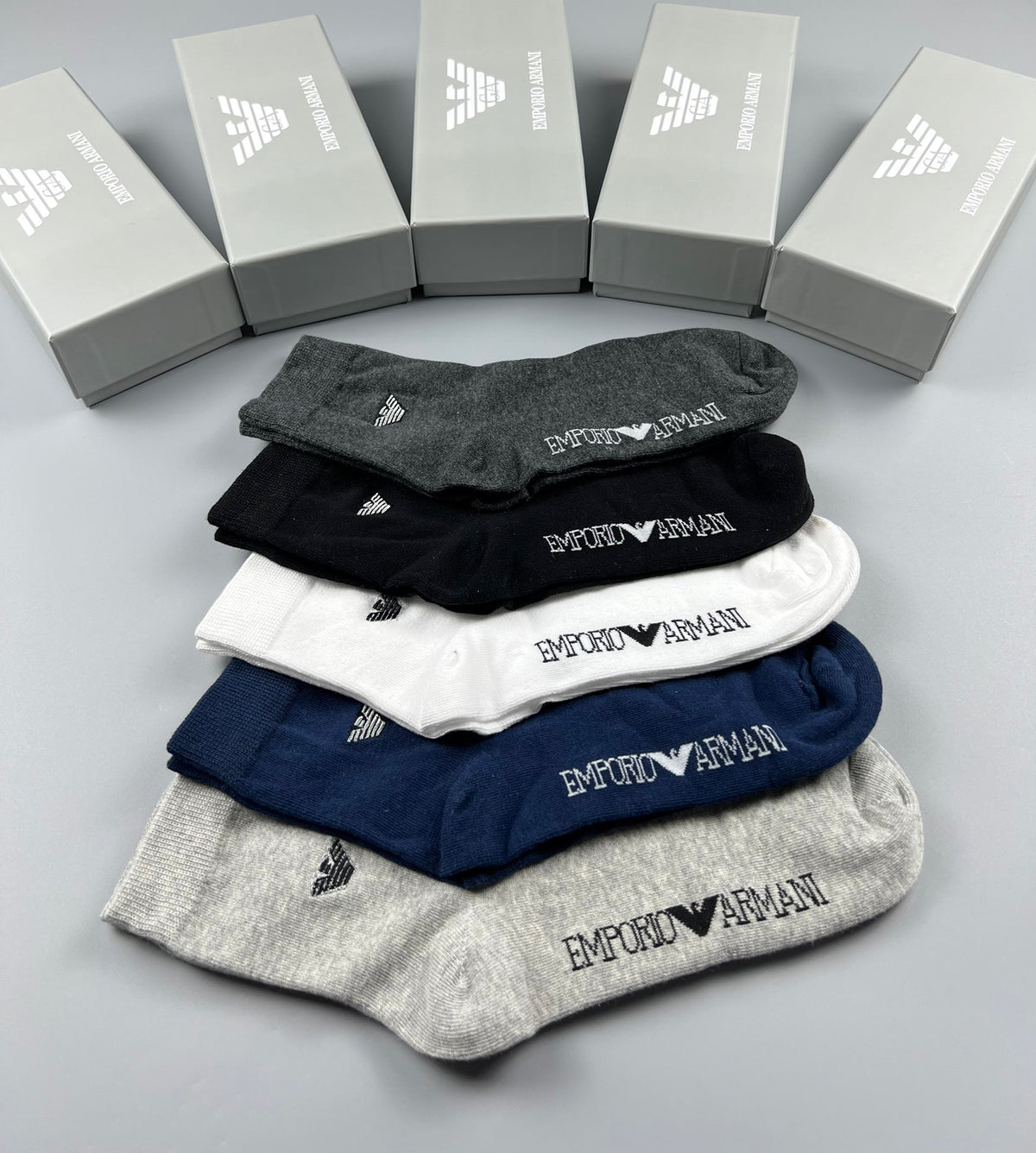 Armani Eagle Detail Low-Cut Socks, Box of 5 Pairs, gallery image 6