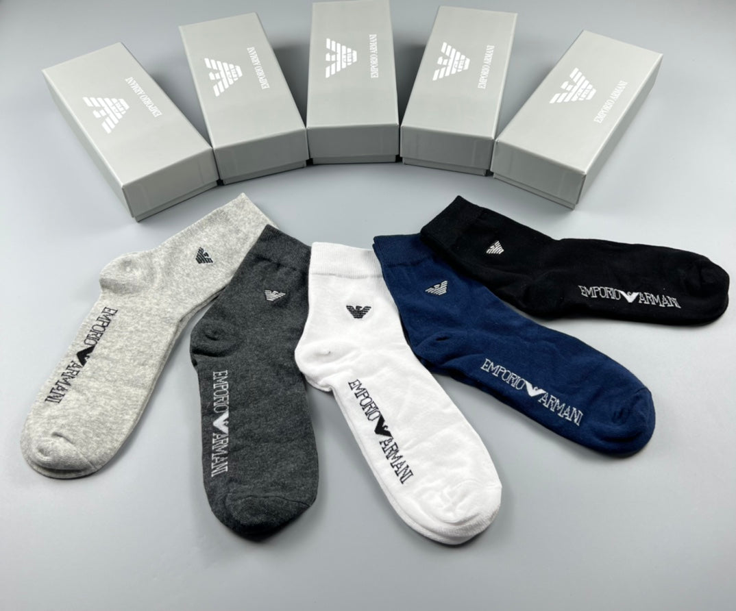 Armani Eagle Detail Low-Cut Socks, Box of 5 Pairs, gallery image 3