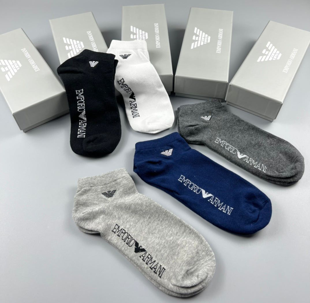 Emporio Armani Neutral Small Wing Marks No-Show Socks, image 7