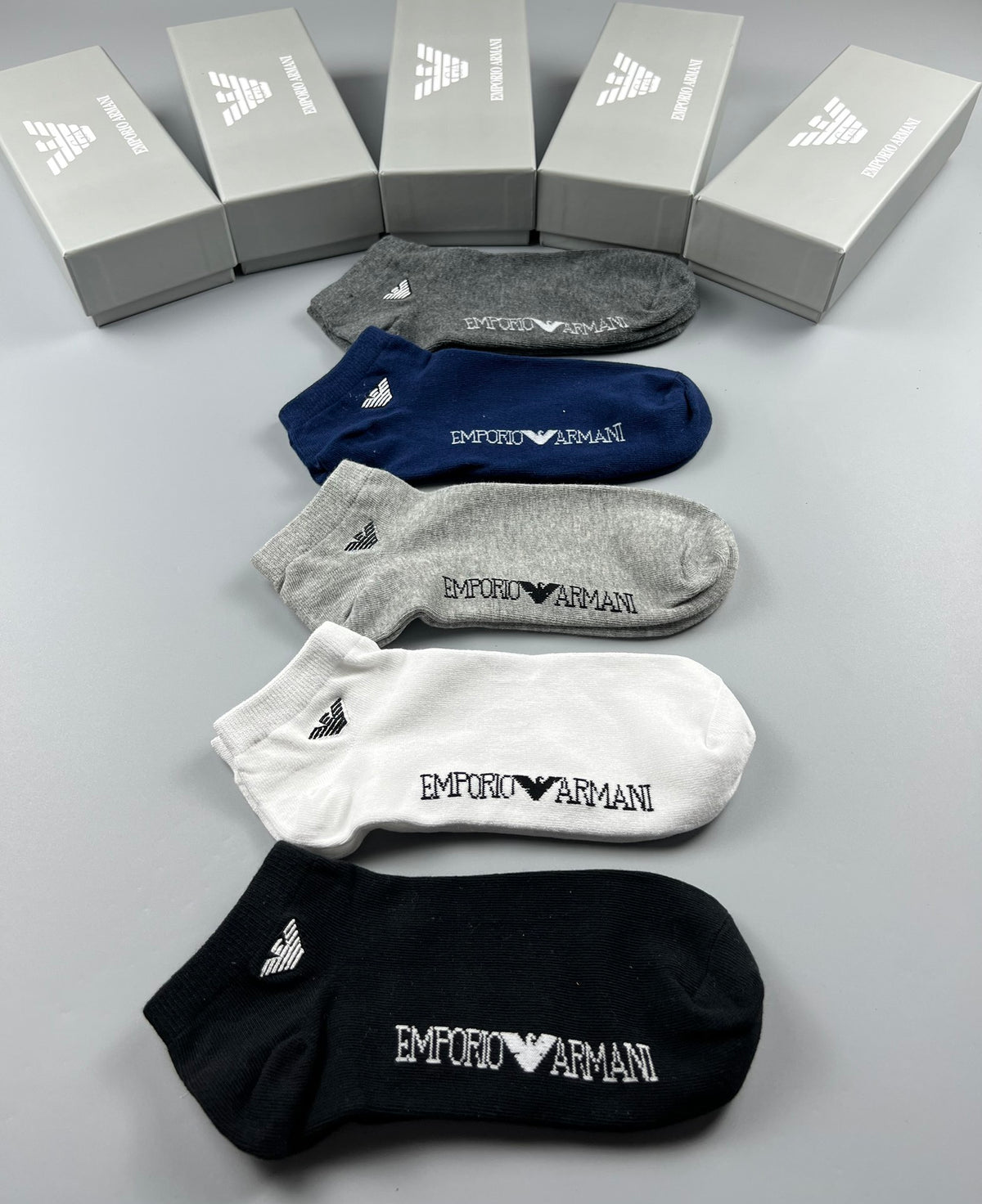 Armani Low-Cut Neutral Logo Socks, Box of 5 Pairs, gallery image 8