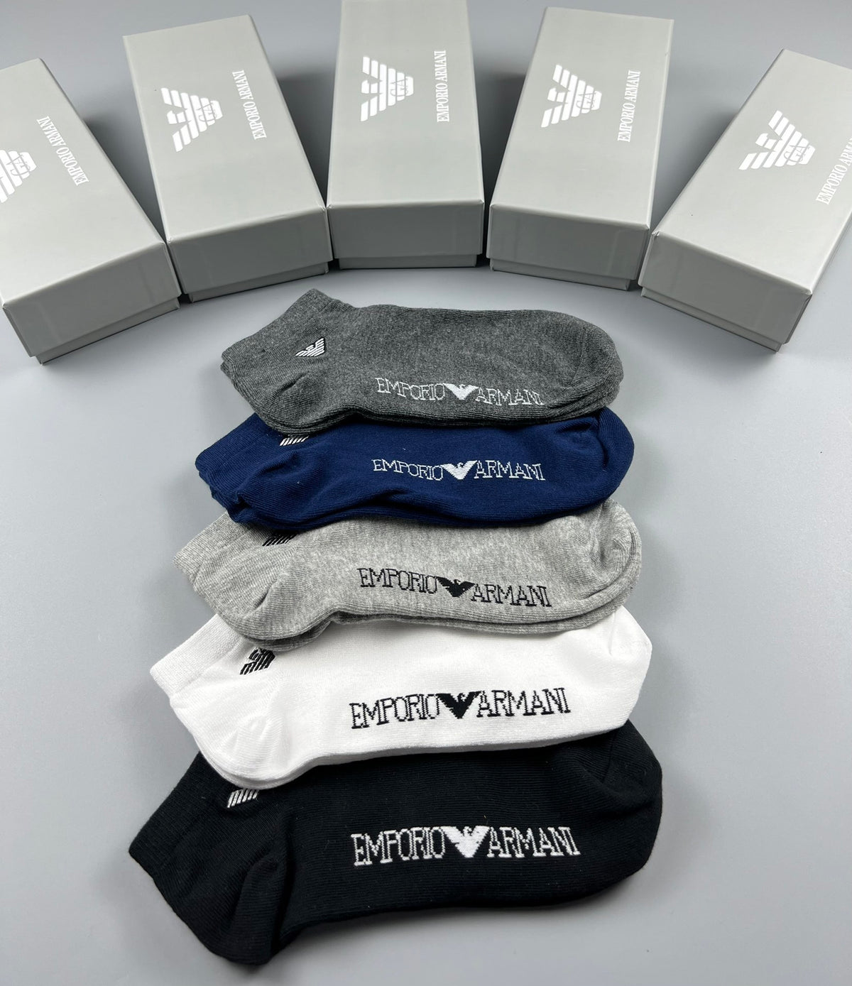 Armani Low-Cut Neutral Logo Socks, Box of 5 Pairs, gallery image 6