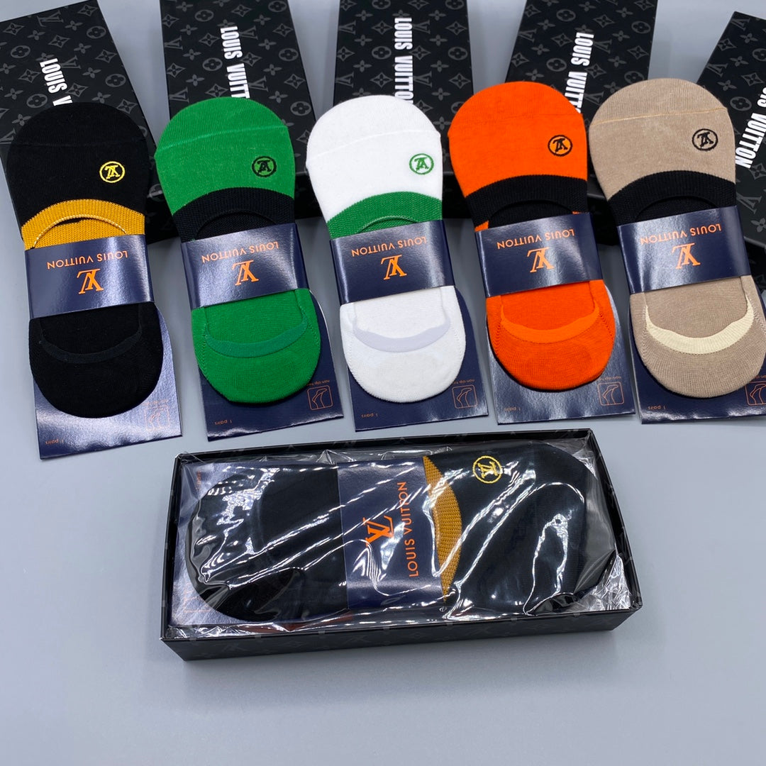 Louis Vuitton Bright Green Orange Packaged Blocks No-Show Socks, image 8